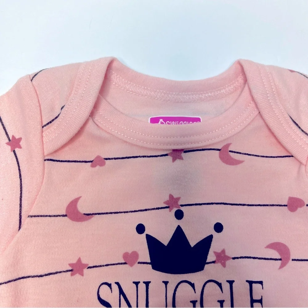 Swiggles Baby Girl Pink Snuggle Princess One Piece with Snaps Size 3 - 6 M NEW!